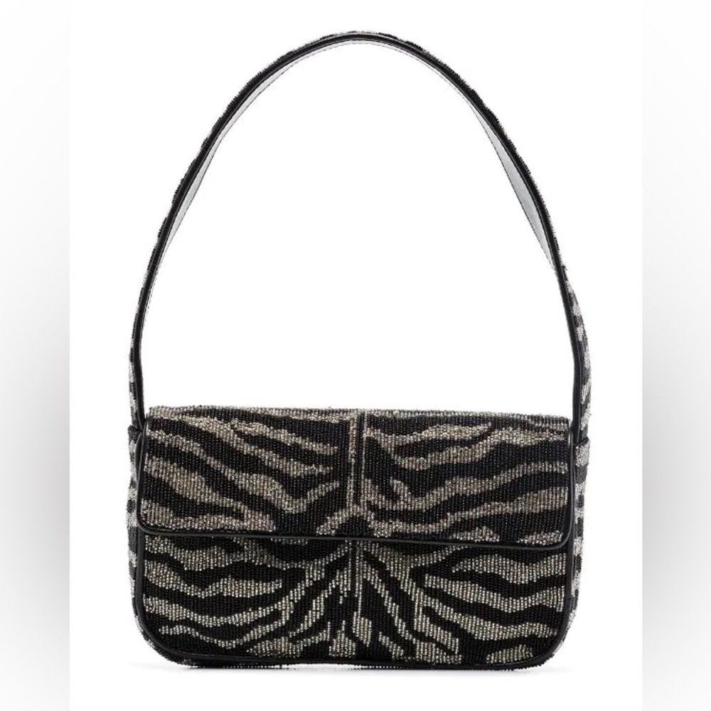STAUD
Tommy beaded-zebra pattern shoulder bag